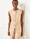 Talbots Plus Petite - Textured Stretch Linen Vest - Cafe/ivory - 20  In Cafe,ivory