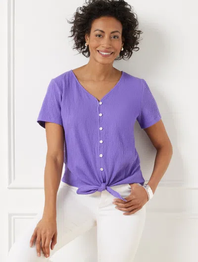 Talbots Plus Petite - Textured Tie Front Top - Lavender Tulip - 2x