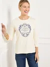 Talbots Plus Petite - Three-quarter Sleeve T-shirt - Parfum - Ivory - 3x  In Ivory
