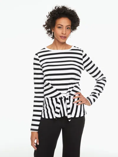Talbots Plus Petite - Tie-front Top - Camden Stripe - White/black - 2x - 100% Cotton  In Multi