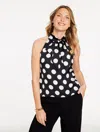 Talbots Plus Petite - Tie Neck Halter Top - Brilliant Dot - Black/ivory - 3x  In Black