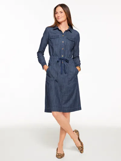 Talbots Plus Petite - Tie Waist Denim Shirtdress - Fairfield Wash - 14 - 100% Cotton