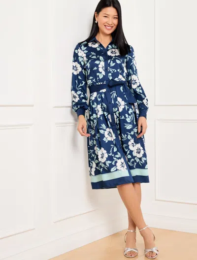 Talbots Plus Petite - Tie Waist Shirtdress - Delightful Floral - Ink - 20