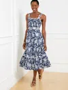 Talbots Plus Petite - Tiered Fit & Flare Dress - Distressed Jacobean - Ink/white - 22  In Ink,white