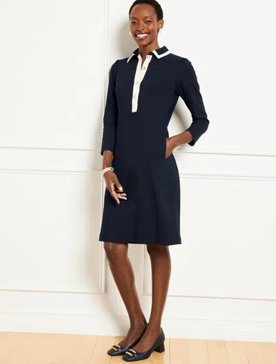 Talbots Plus Petite - Tipped Ponte Shirtdress - Blue - 18