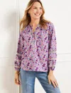 Talbots Plus Size - Tossed Ditsy Embroidered Top - Ivory/pink Rouge - X  In Ivory,pink Rouge