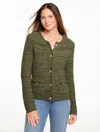 Talbots Plus Petite - Tuck Stitch Crewneck Cardigan Sweater - Oak Moss - 3x