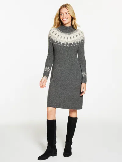 Talbots Plus Petite - Turtleneck Sweater Dress - Persian Fair Isle - Shadow Heather - 3x  In Gray
