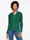 Talbots Plus Petite - Tweed Bomber Cardigan Sweater - Bright Heritage Green Mlt - 1x