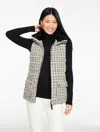 Talbots Plus Petite - Tweed Knit Puffer Vest - Ivory/black - 1x  In Black