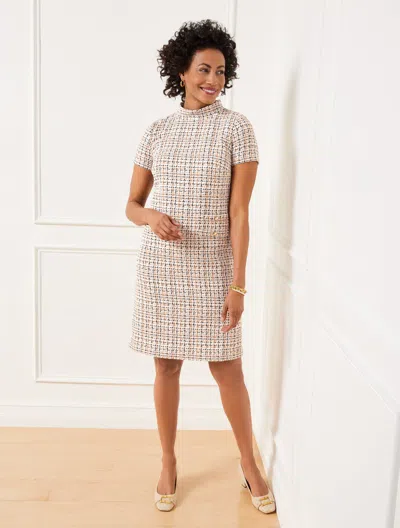 Talbots Plus Size - Tweed Mockneck Dress - White/cafe - 22  In White,cafe
