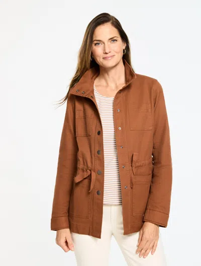 Talbots Plus Petite - Twill Utility Jacket - Jasper - 1x - 100% Cotton  In Brown