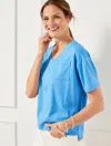 Talbots Plus Petite - V-neck Boxy T-shirt - Lakeside Blue - 3x