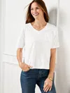 Talbots Plus Petite - V-neck Boxy T-shirt - White - 3x