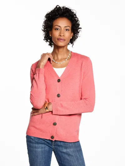 Talbots Plus Petite - V-neck Cardigan Sweater - Pink Rosette Heather - 2x