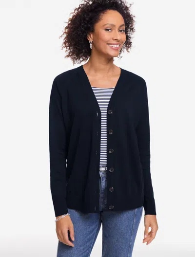 Talbots Plus Petite - V-neck Girlfriend Cardigan Sweater - Indigo - 1x  In Purple