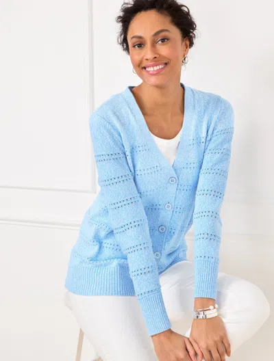 Talbots Plus Petite - V-neck Girlfriend Cardigan Sweater - Marl - Bluebell - 3x - 100% Cotton