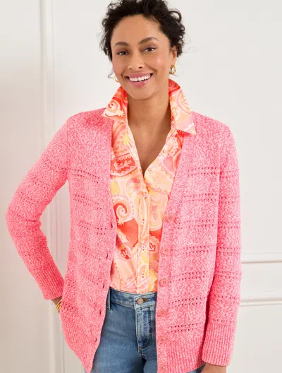 Talbots Plus Petite - V-neck Girlfriend Cardigan Sweater - Marl - Camellia Rose - 2x - 100% Cotton