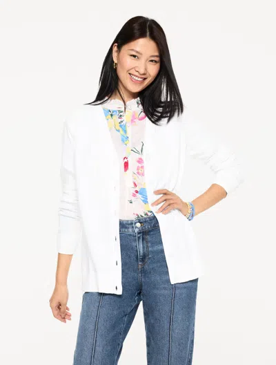 Talbots Plus Petite - V-neck Girlfriend Cardigan Sweater - White - 1x