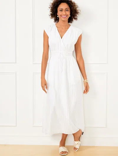 Talbots Plus Petite - V-neck Midi Dress - White - 22 - 100% Cotton