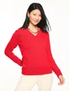 Talbots Plus Petite - V-neck Sweater - Bright Apple - 3x  In Red