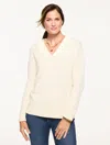 Talbots Plus Petite - V-neck Sweater - Ivory - 2x  In White