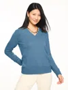 Talbots Plus Petite - V-neck Sweater - Moonlight Blue - 2x