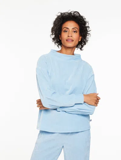 Talbots Plus Petite - Velour Mockneck Pullover Sweater - Chenille Blue - 2x