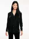Talbots Plus Petite - Velvet Button Front Shirt - Black - 3x