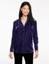 Talbots Plus Petite - Velvet Button Front Shirt - Purple Sapphire - 1x  In Purple