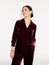 Talbots Plus Petite - Velvet Button Front Shirt - Rich Burgundy - 2x