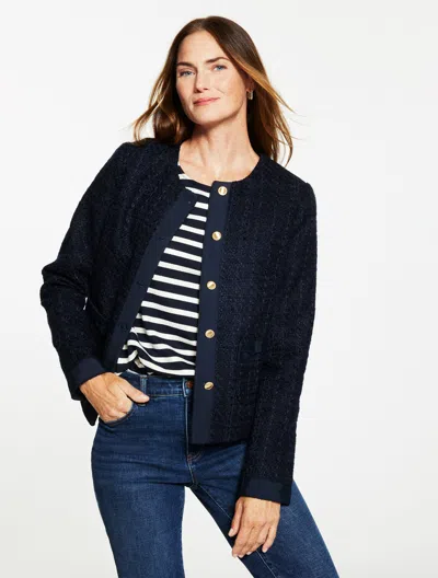 Talbots Plus Petite - Vibrant Tweed Jacket - Indigo - 14  In Purple