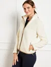 Talbots Plus Petite - Vintage Sherpa Full Zip Jacket - Ivory - 1x  In Ivory