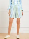 Talbots Plus Petite - Washed Linen Pull-on Shorts - Playful Stripe - Neptupe Green - 3x  In Neptupe Green