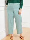 Talbots Plus Size - Wide Ankle Twill Pants - Stripe - White/heritage Green - 18 - 100% Cotton  In White,heritage Green