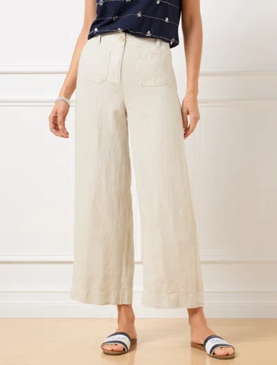 Talbots Plus Petite - Wide Crop Patch Pocket Washed Linen Pants - Flax - 18