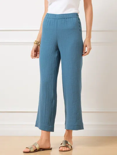 Talbots Plus Petite - Wide Crop Pull-on Gauze Pants - Stellar Blue - 1x - 100% Cotton