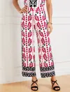 Talbots Plus Petite - Wide Crop Pull-on Pants - Geometric Palm - White/black - X  In White,black