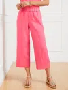 Talbots Plus Petite - Wide Crop Pull-on Washed Linen Pants - Camellia Rose - X