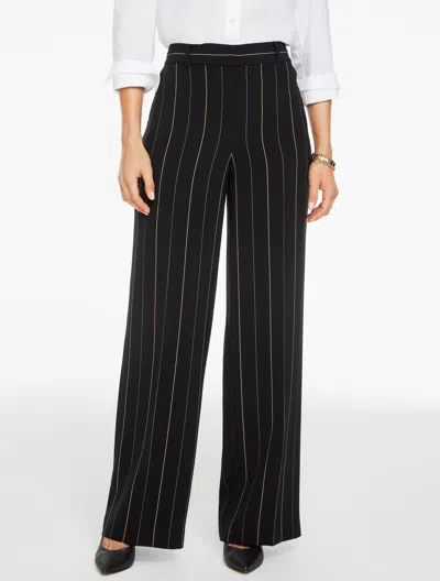 Talbots Plus Petite - Wide Leg Polished Crepe Pants - Majestic Stripe - Black/sesame - 14
