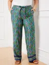 Talbots Plus Size - Wide Leg Pull-on Pants - Branching Floral - Heritage Green - 2x  In Heritage Green