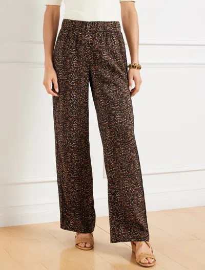 Talbots Plus Petite - Wide Leg Pull-on Pants - Delicate Leopard - Brown - 3x