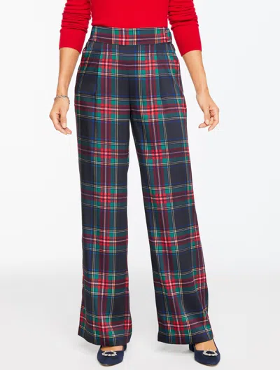 Talbots Plus Petite - Wide Leg Pull-on Pants - Jolly Tartan - Indigo - 1x  In Purple