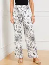 Talbots Petite - Wide Leg Pull-on Pants - Petal Poetry - White/black - Large  In White,black