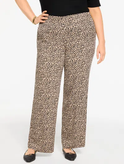 Talbots Plus Petite - Wide Leg Pull-on Pants - Tricolor Cheetah - Sesame - 2x  In Brown