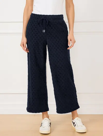 Talbots Plus Petite - Wide Leg Seashell Texture Terry Pants - Blue - 2x
