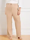 Talbots Plus Petite - Wide Leg Textured Stretch Linen Pants - Cafe/ivory - 14  In Cafe,ivory