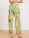 Talbots Plus Petite - Wide Leg Washed Linen Pants - Dynamic Floral - Green - 3x