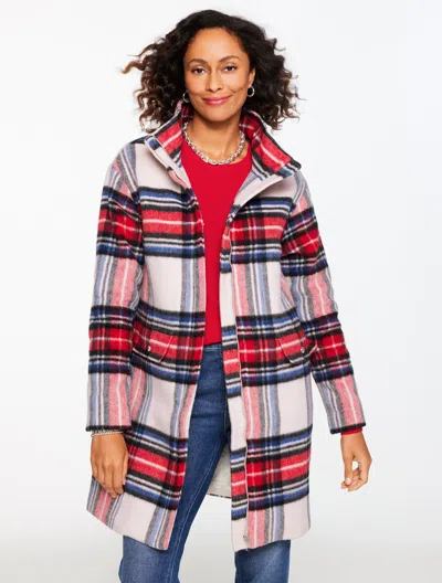 Talbots Plus Petite - Wool Blend Stadium Coat - Fireside Plaid - Ivory - 2x  In White
