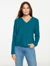 Talbots Plus Petite - Wool Blend V-neck Sweater - Blue Sruce - 3x  In Green